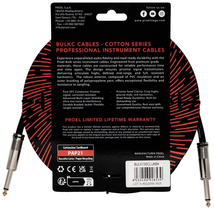 Hlavní obrázek 5-8m PROEL BULK100CLU6BK