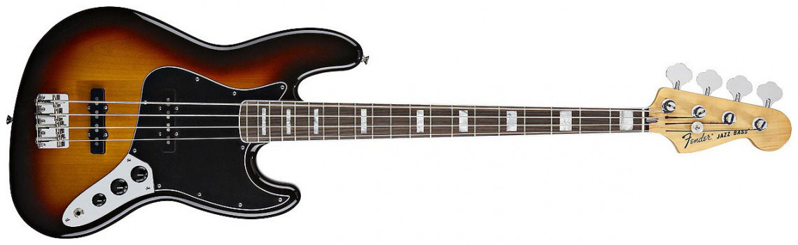 Hlavní obrázek JB modely FENDER 70s Jazz Bass®, Rosewood Fretboard, Black, 3-Ply B/W/B Pickguard