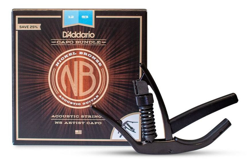 D'Addario NB1253-CP10 Nickel Bronze Acoustic Light NS Artist Capo
