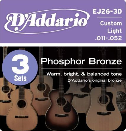 Levně D'Addario EJ26-3D Phosphor Bronze Custom Light - .011 - .052 - 3ks