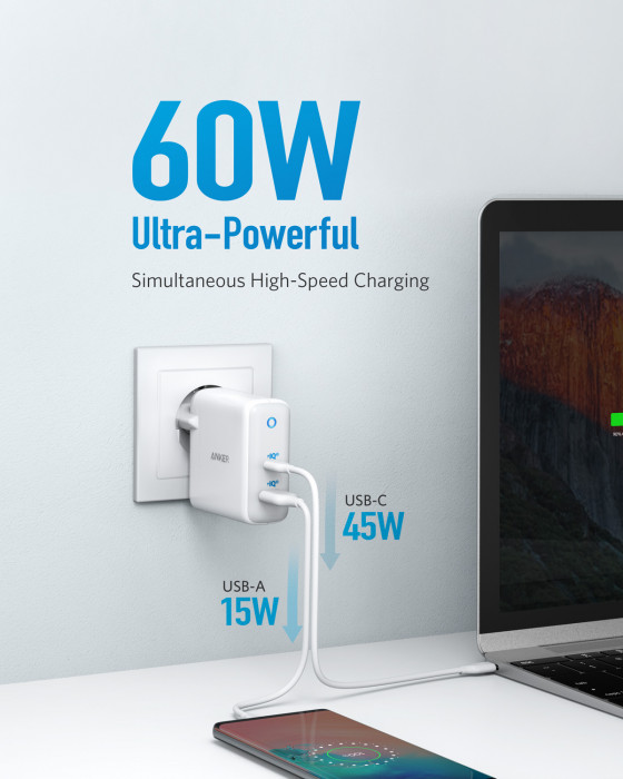 Hlavní obrázek Powerbanky a nabíječky ANKER PowerPort Atom III 45W USB-C + 15W USB-A EU White