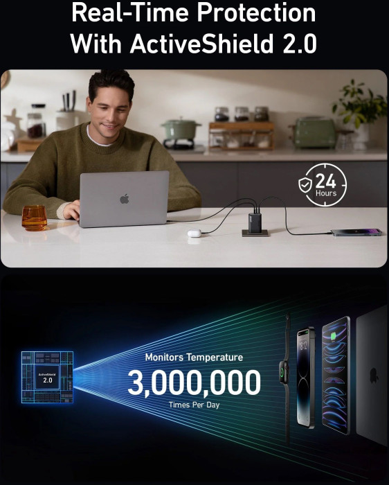 Hlavní obrázek Powerbanky a nabíječky ANKER 737 Prime Wall Charger 100W 2C/1A, EU Plug - Black