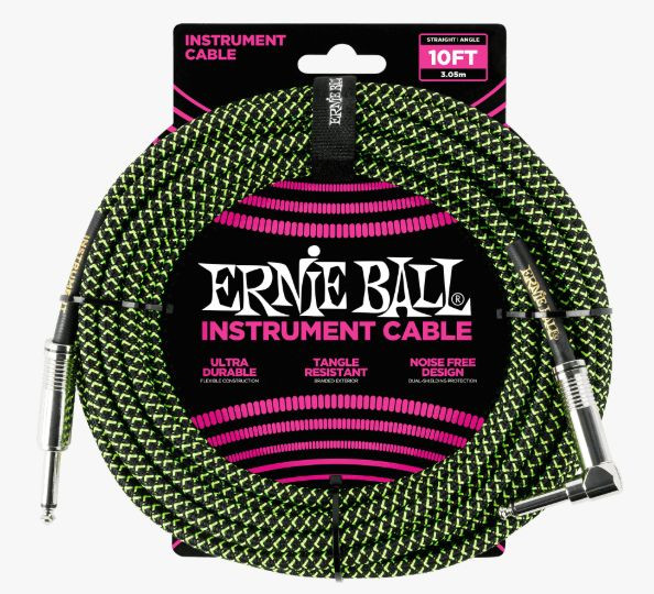 Levně Ernie Ball P06077 Braided Cable 10 SA Black Green