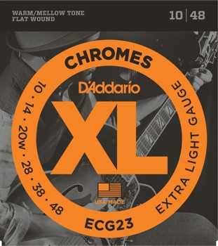 Levně D'Addario ECG23 Chromes Flat Wound Extra Light 10-48