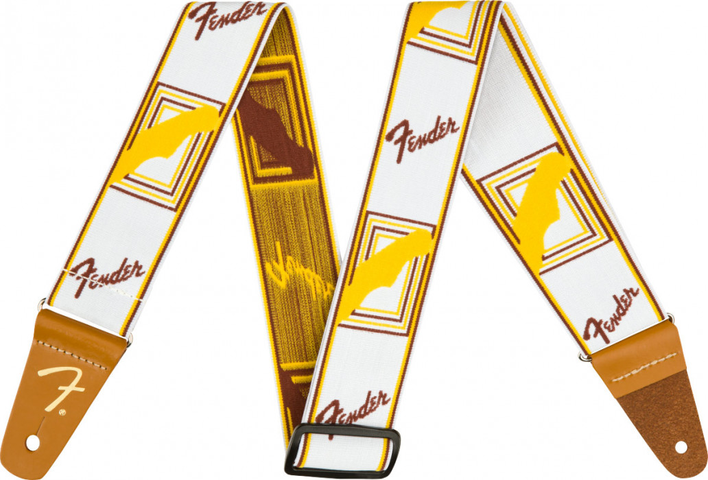 Levně Fender Weighless Monogrammed Strap White / Brown / Yellow