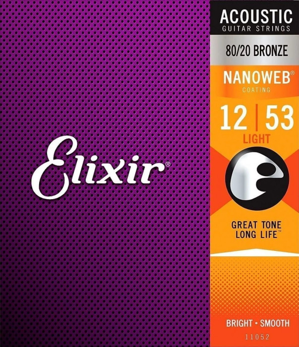 Elixir Acoustic 80/20 Bronze with NANOWEB .012 - .053