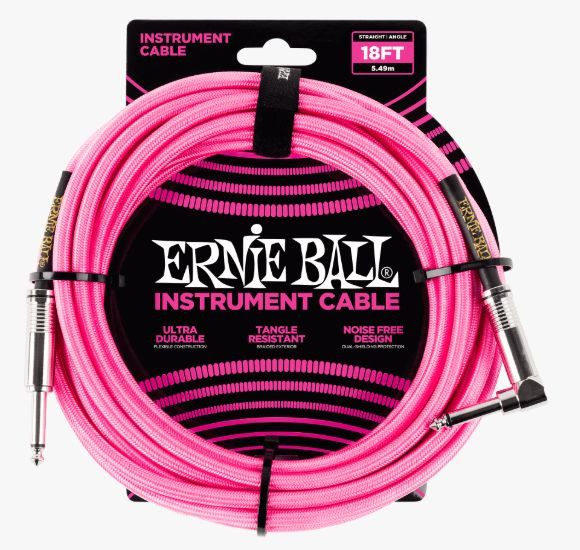 Hlavní obrázek 5-8m ERNIE BALL P06083 Braided Cable 18 SA Neon Pink