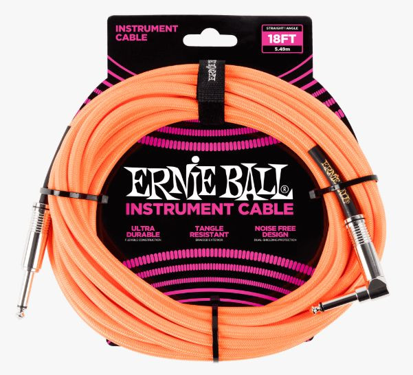 Hlavní obrázek 5-8m ERNIE BALL P06084 Braided Cable 18 SA Neon Orange