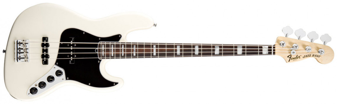 Hlavní obrázek JB modely FENDER American Deluxe Jazz Bass®, Rosewood Fretboard, Olympic White, 3-Ply B/W/B Pickguard