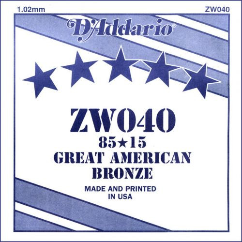 Hlavní obrázek Ostatní struny pro akustickou kytaru D'ADDARIO ZW040 80/15 Great American Bronze - .040