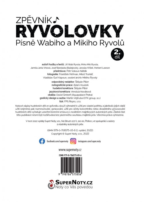 Hlavní obrázek Zpěvníky a učebnice PUBLIKACE Zpěvník Ryvolovky - Písně Wabiho a Mikiho Ryvolů - 2. díl