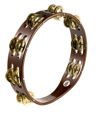 Meinl TA2B-AB Traditional Wood Tambourine 2 Rows Brass - African Brown