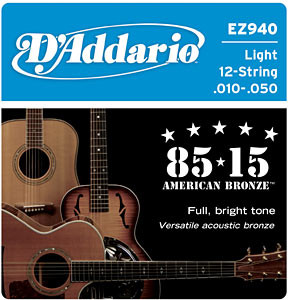 Hlavní obrázek Pro dvanáctistrunnou kytaru D'ADDARIO EZ940 80/15 Bronze Light - .010 - .050