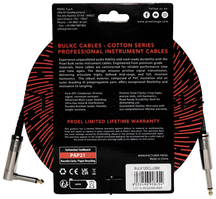 Hlavní obrázek 1-4m PROEL BULK120CLU3BK