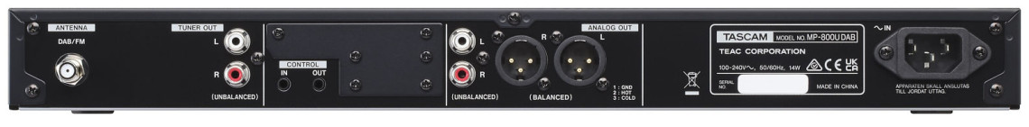 Hlavní obrázek Profesionální CD/DVD/USB/SD/MC přehrávače TASCAM MP-800U DAB