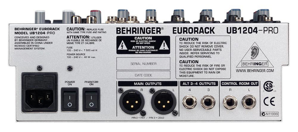 Hlavní obrázek Mixážní pulty bez efektu BEHRINGER EURORACK UB1204-PRO