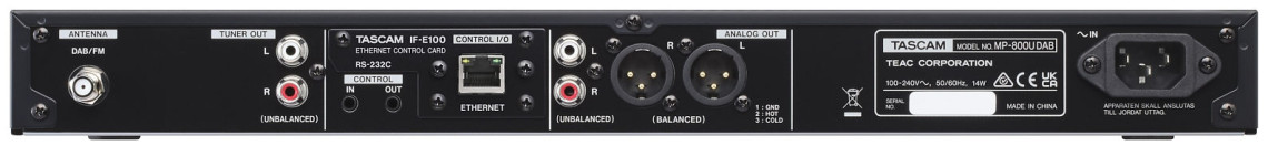 Hlavní obrázek Profesionální CD/DVD/USB/SD/MC přehrávače TASCAM MP-800U DAB