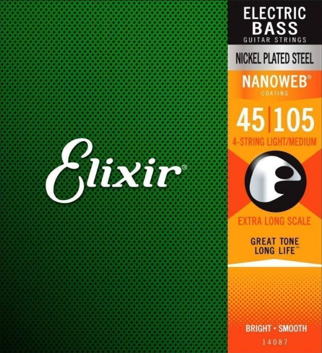 Levně Elixir 4 strings NANOWEB Extra Long .045 - .105