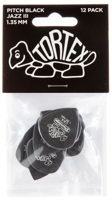 Hlavní obrázek Tvrdost do 2.0 DUNLOP Tortex Pitch Black Jazz III Pick 1,35mm - 12 ks