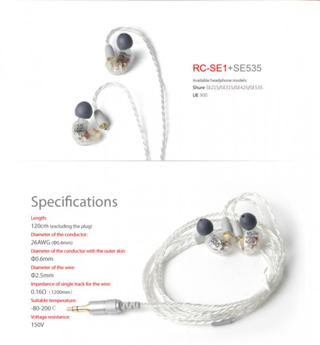Hlavní obrázek Náhradní a prodlužovací kabely pro sluchátka FIIO RC-SE1