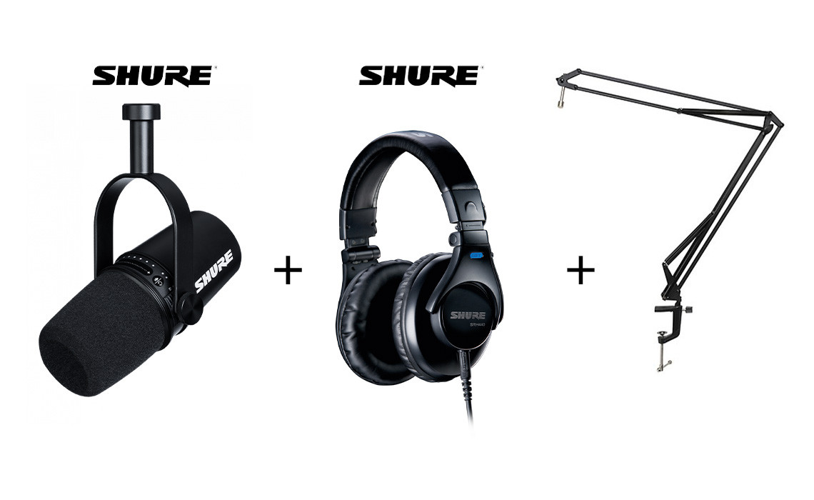 Hlavní obrázek Mikrofony pro rozhlasové vysílání Shure MV7 + 440 + ARM SET