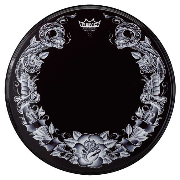 Hlavní obrázek 22" REMO Powerstroke Tattoo Skyn Bass 22" Serpent Rose Black