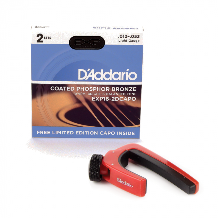 Hlavní obrázek Tvrdost .012 D'ADDARIO EXP16-2DCAPO 2x Phosphor Bronze Light - .012 - .053 + Kapodastr
