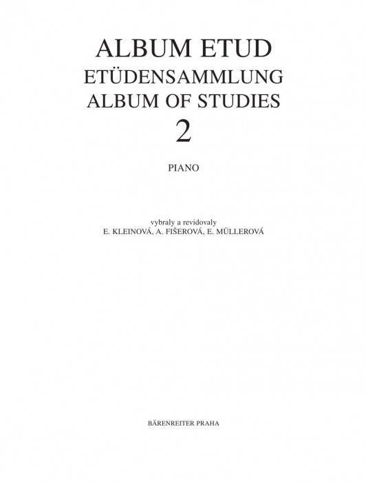 Hlavní obrázek Zpěvníky a učebnice PUBLIKACE Album etud 2 - Eliška Kleinová, Alena Fišerová, Eva Müllerová