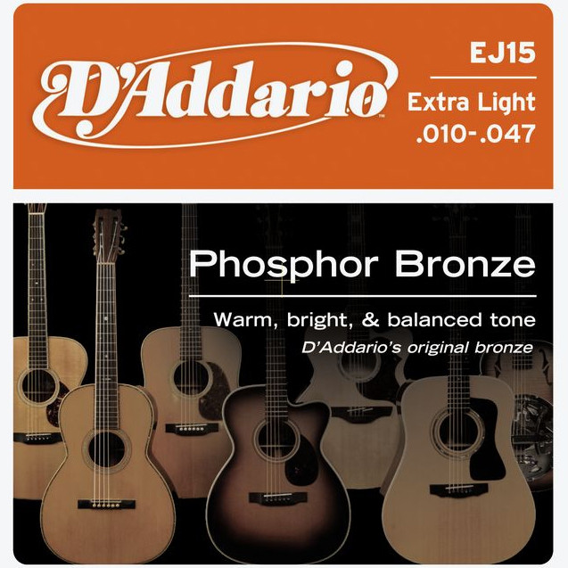 Levně D'Addario EJ15 Phosphor Bronze Extra Light - .010 - .047