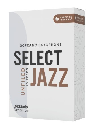 Levně D'Addario ORRS10SSX4S Organic Select Jazz Unfiled Soprano Saxophone Reeds 4 Soft - 10 Pack