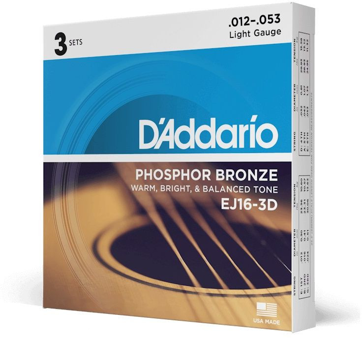 Hlavní obrázek Tvrdost .012 D'ADDARIO EJ16-3D Phosphor Bronze Light .012 - .053 - 3ks