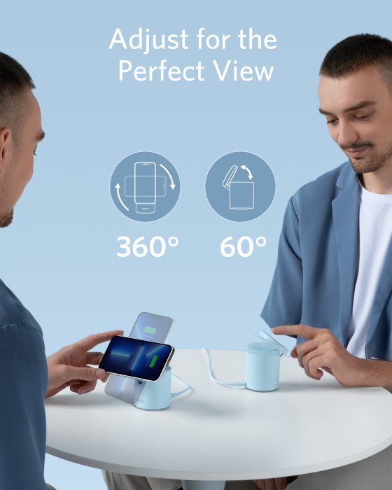 Hlavní obrázek Powerbanky a nabíječky ANKER PowerWave Mag-Go 2-in-1 Dock, Blue