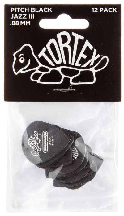 Hlavní obrázek Tvrdost 0.88 DUNLOP Tortex Pitch Black Jazz III Pick .88mm - 12 ks
