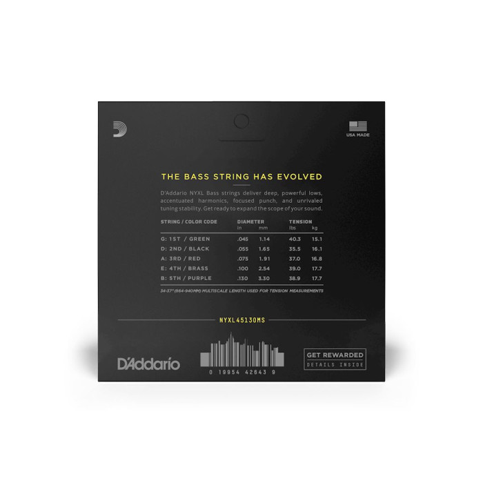 Hlavní obrázek Tvrdost .045 D'ADDARIO NYXL45130MS Hybrid Light 5-String, Multiscale, NYXL 45-130