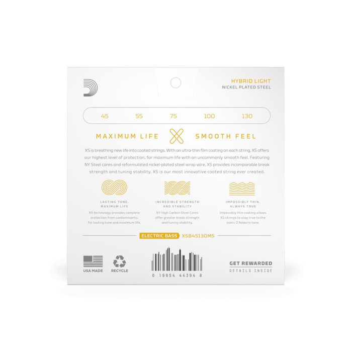 Hlavní obrázek Tvrdost .045 D'ADDARIO XSB45130MS Hybrid Light 5-String, Multiscale, XS Nickel 45-130