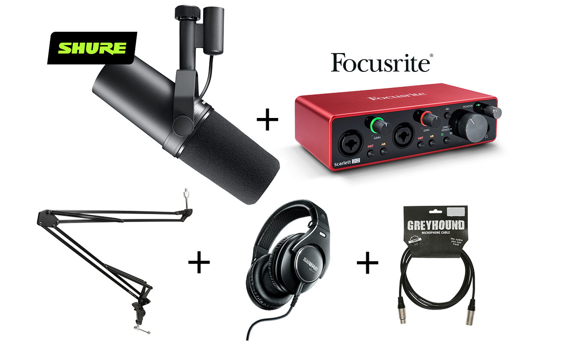 Hlavní obrázek Mikrofony pro rozhlasové vysílání SHURE x Focusrite SM7B + 2i2 Podcast PRO SET