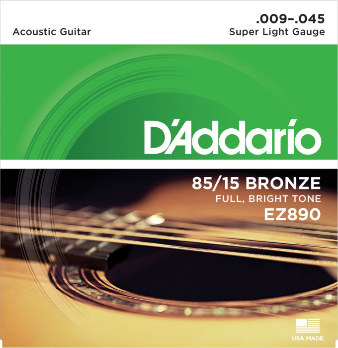 Levně D'Addario EZ890 80/15 Bronze Super Light - .009 - .045