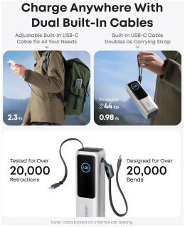 Hlavní obrázek Powerbanky a nabíječky ANKER Power Bank (25K, 165W, Built-In USB-C and Retractable Cable) Silver