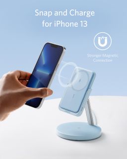 Hlavní obrázek Powerbanky a nabíječky ANKER PowerWave Mag-Go 2-in-1 Stand 5K, Blue