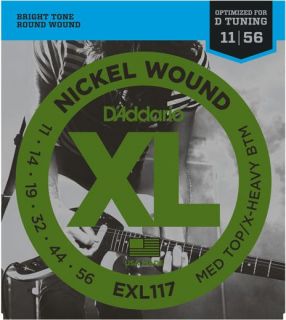 Hlavní obrázek Ostatní struny pro elektrickou kytaru D'ADDARIO EXL117 Medium Top/Extra Heavy Bottom - .011 - .056