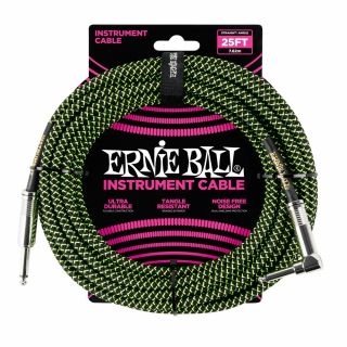 Hlavní obrázek 5-8m ERNIE BALL P06066 Braided Cable 25 SA Black Green