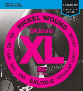 Hlavní obrázek Tvrdost .045 D'ADDARIO EXL170-5 Regular Light - .045 - .130