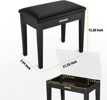 Hlavní obrázek Stoličky a sedáky DONNER Piano Bench With Storage - Black