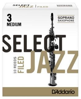 Hlavní obrázek Soprán saxofon RICO RSF10SSX3M Select Jazz - Soprano Saxophone Reeds - Filed - 3 Medium - 10 Box
