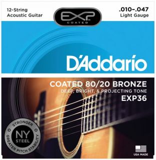 Hlavní obrázek Ostatní struny pro akustickou kytaru D'ADDARIO EXP36 80/20 Bronze Light 12 - .010 - .047