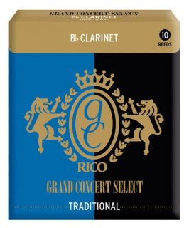 Hlavní obrázek Bb klarinet RICO RGC10BCL300 - Grand Concert Select Traditional - Bb Clarinet Reeds 3.0 - 10 Box