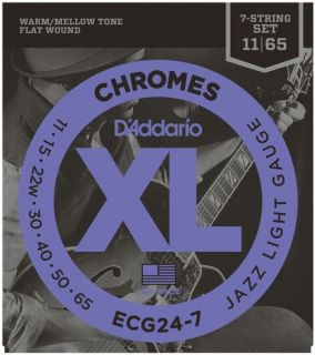 Hlavní obrázek Pro 7-8strunné kytary D'ADDARIO ECG24-7 Chromes Flat Wound 7-String Jazz Light 11-65