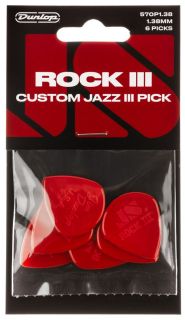 Hlavní obrázek Tvrdost do 2.0 DUNLOP Rock III Nylon Custom Jazz III Pick 1.38 mm 24 ks