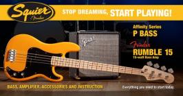 FENDER SQUIER Stop Dreaming, Start Playing!™ Set: Affinity Series™ Precision Bass®, Butterscotch Blonde
