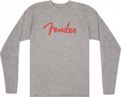 FENDER Spaghetti Logo L/S T-Shirt, Heather Gray, XXL